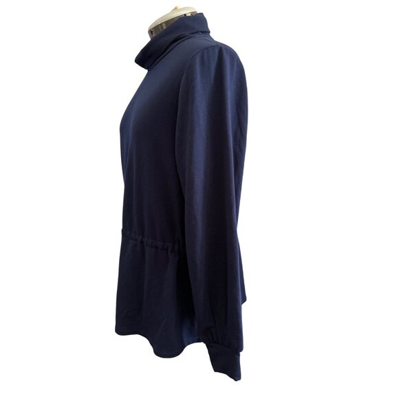 Crown & Ivy Navy Long-Sleeve Pullover With Drawstring Waist Womens Size L - Picture 2 of 7